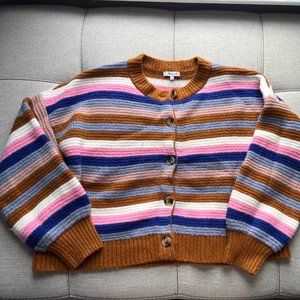 Striped Springview Cardigan Sweater in Coziest Yarn, Madewell, Large